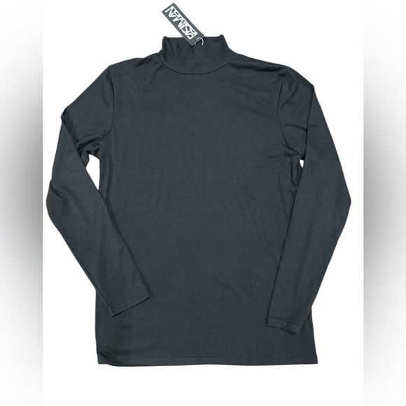 Fasiman Men’s Black Mock Neck Long Sleeve Shirt NWT - Picture 1 of 6
